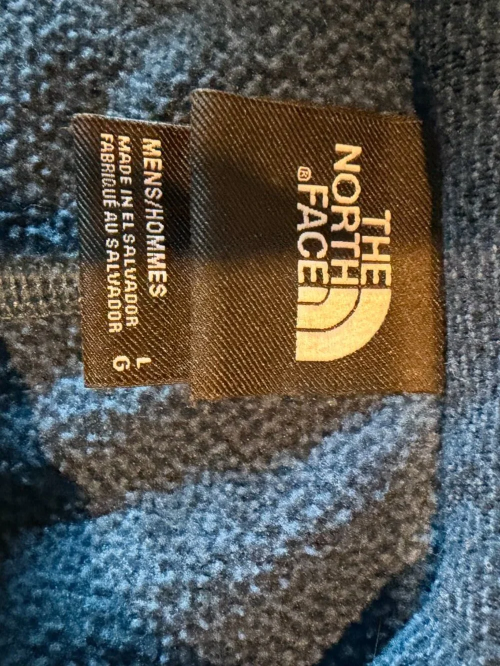 The North Face Mens Navy Blue Textured Fleece Quarter Zip Pullover Large